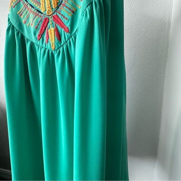 THML Green Shift Dress Beaded Embroidered Sleeveless Lined Size Small - Picture 7 of 13